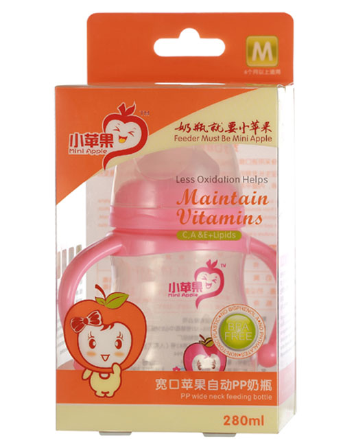 小蘋(píng)果寬口蘋(píng)果自動(dòng)PP奶瓶280ml